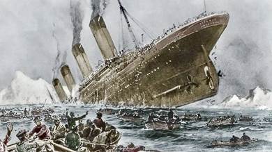 رسم تخيلي لحادثة غرق تيتانيك